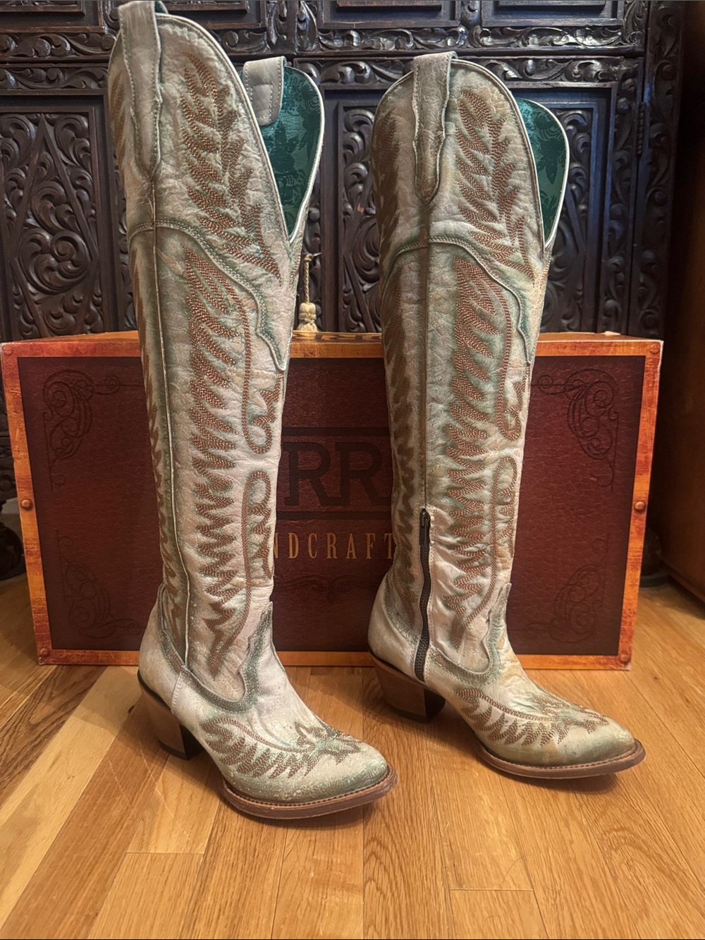 Corral Boots Women's Embroidery Knee High Tall Top Boots Multicolor Size US 6.5M